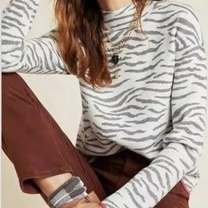 Anthropologie Zebra Print Cowl Neck Sweater - Black and White